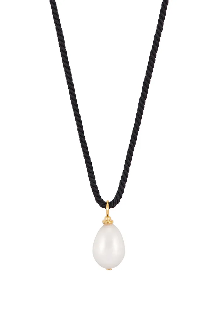 Pearl Drop Cord Necklace