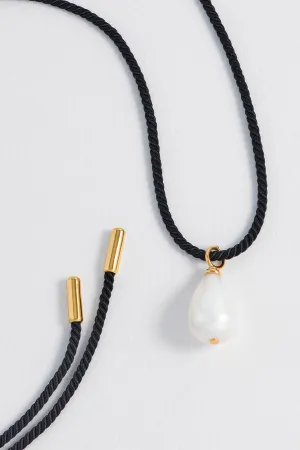 Pearl Drop Cord Necklace