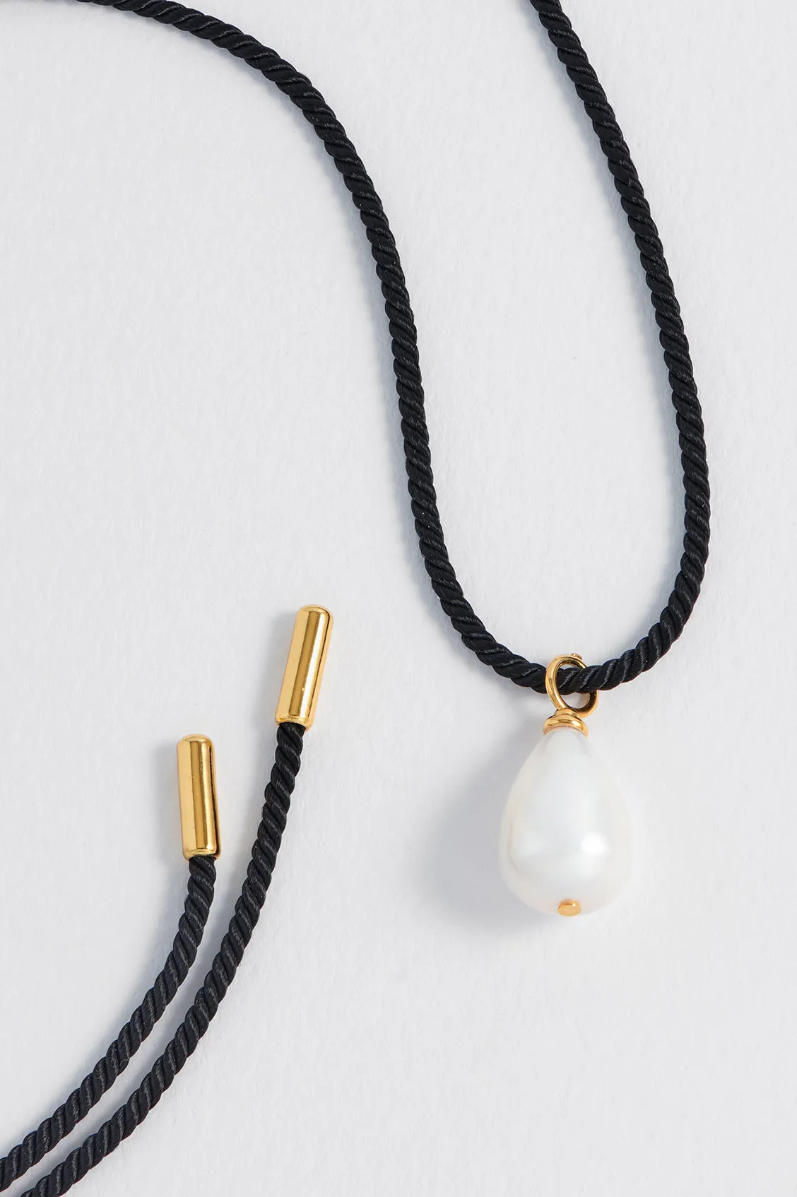 Pearl Drop Cord Necklace