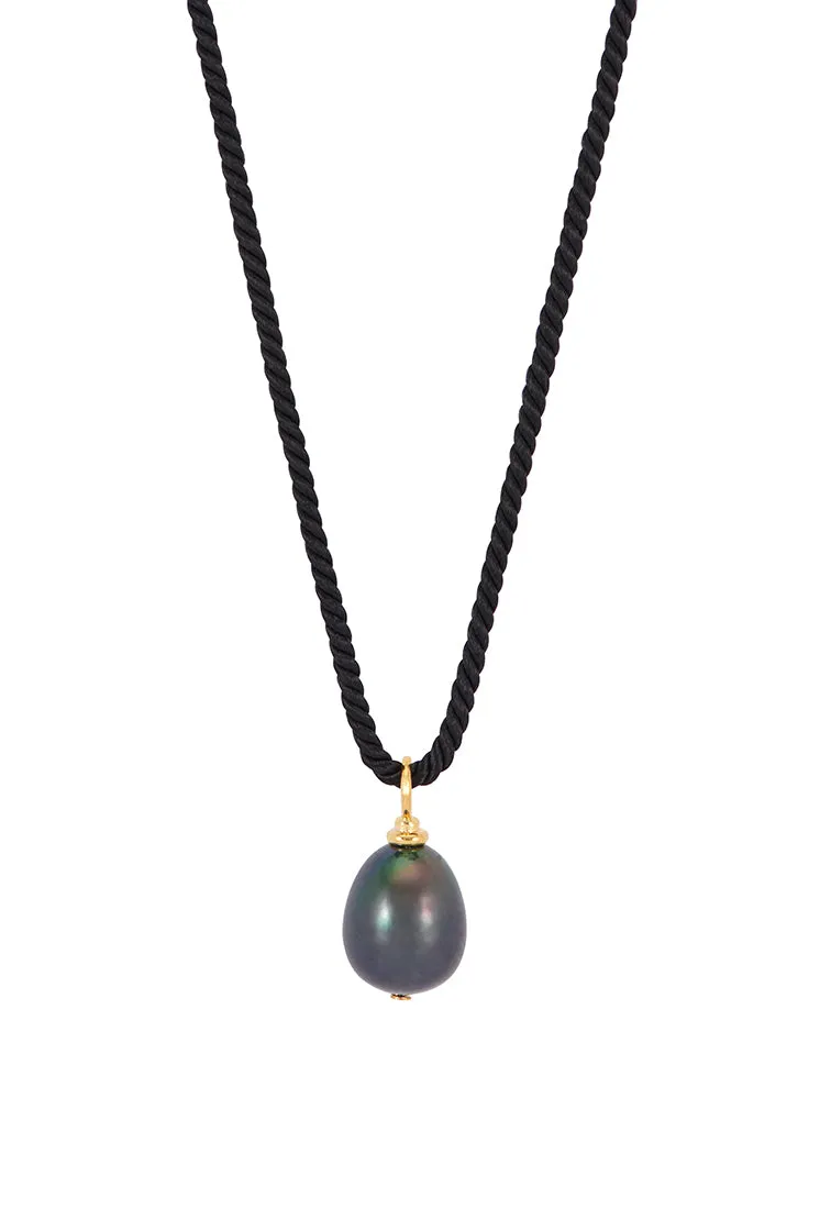 Pearl Drop Cord Necklace