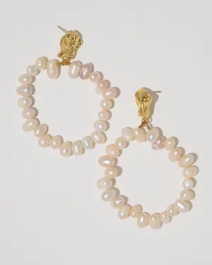Pearl Drop Hoop Earrings