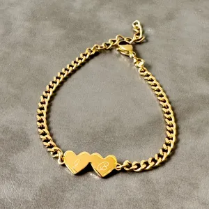 Personalized Double Heart Bracelet