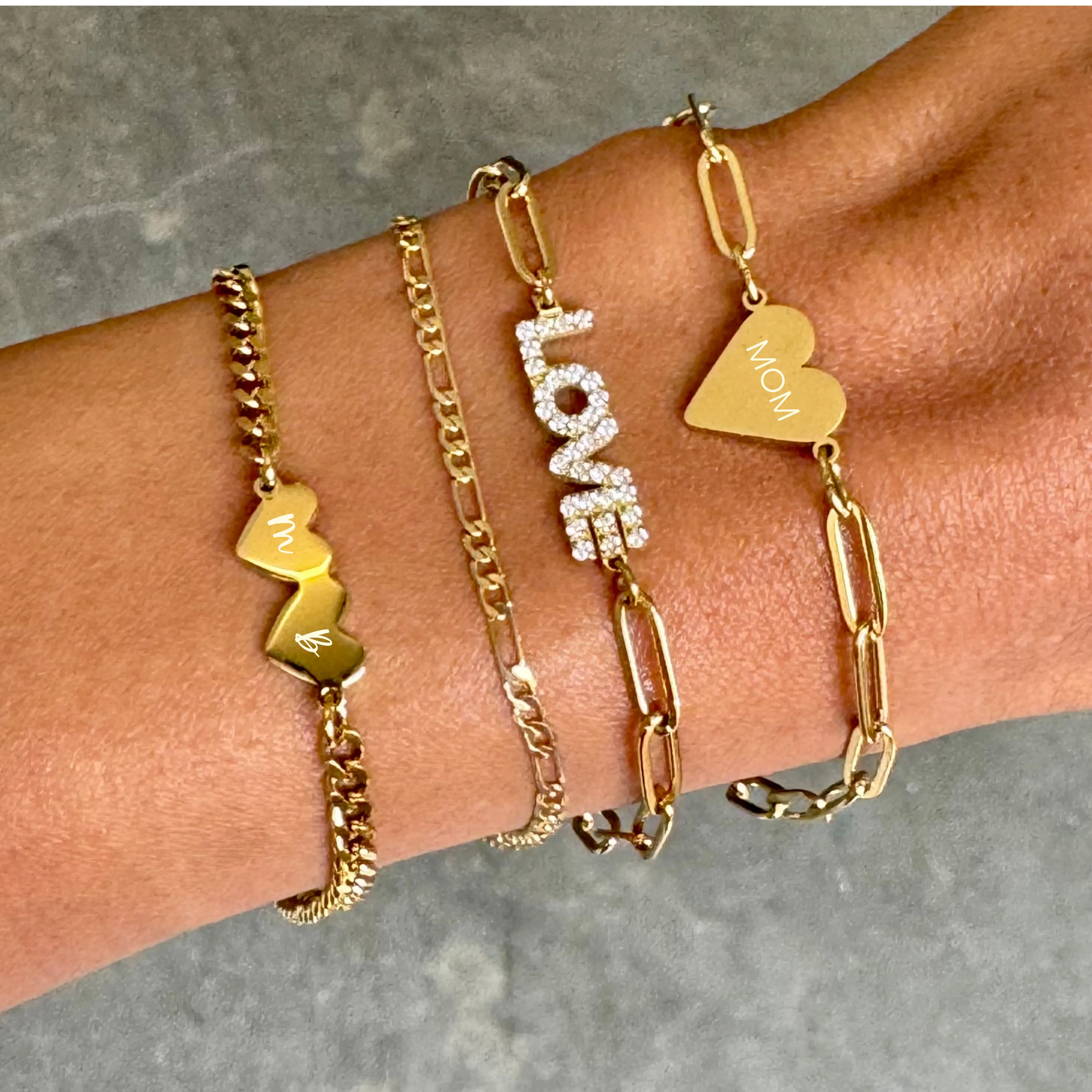 Personalized Double Heart Bracelet