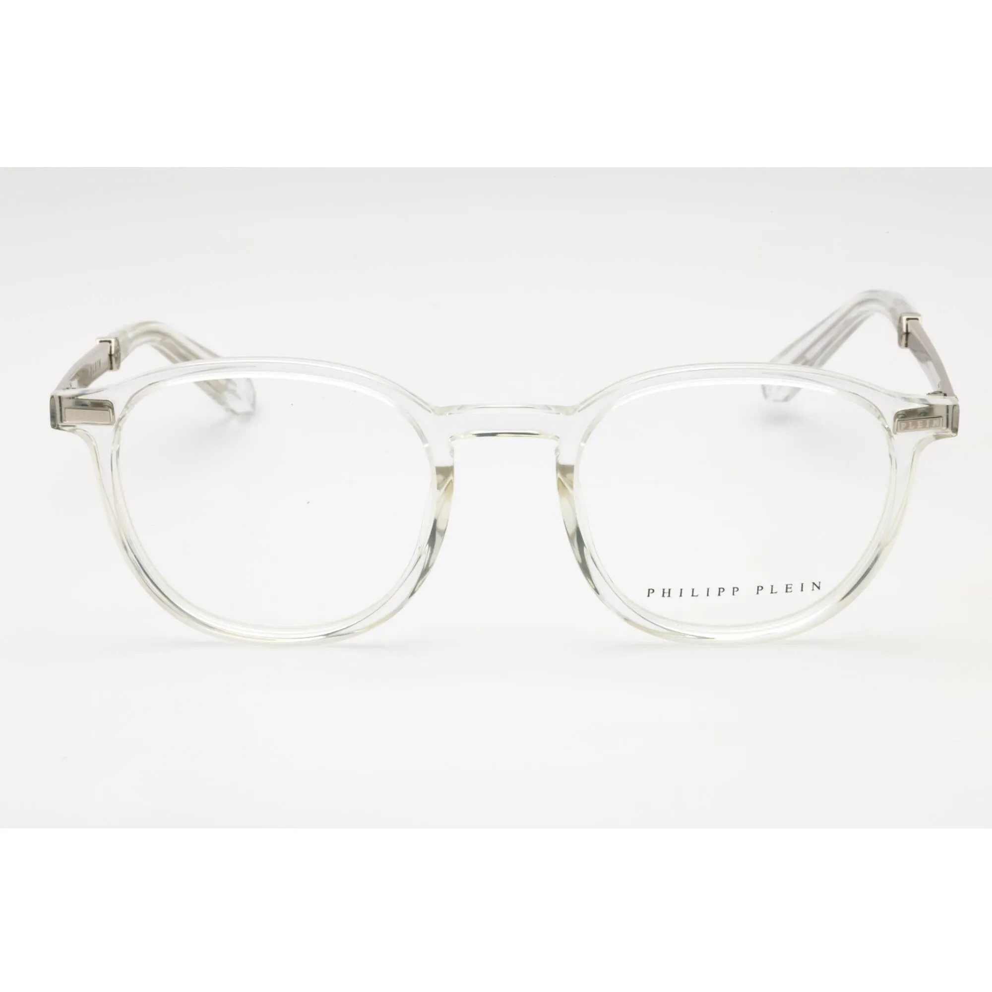 Philipp Plein Men's Eyeglasses - Shiny Crystal Acetate Round Full Rim | VPP057M 0880