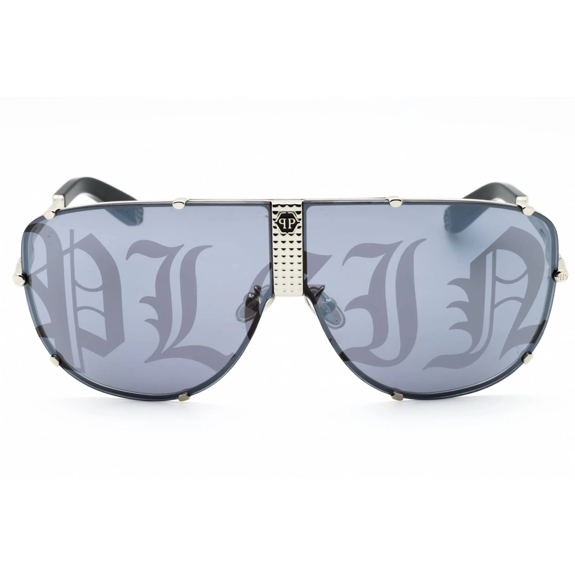 Philipp Plein Men's Sunglasses - Shiny Palladium Metal Full Rim Shield | SPP075M 579L