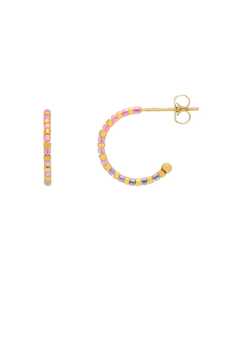 Pink Ombre Beaded Hoop Earrings