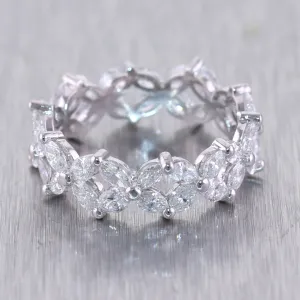 Platinum 2.59ctw Marquis Cut Diamond Eternity Wedding Band Ring