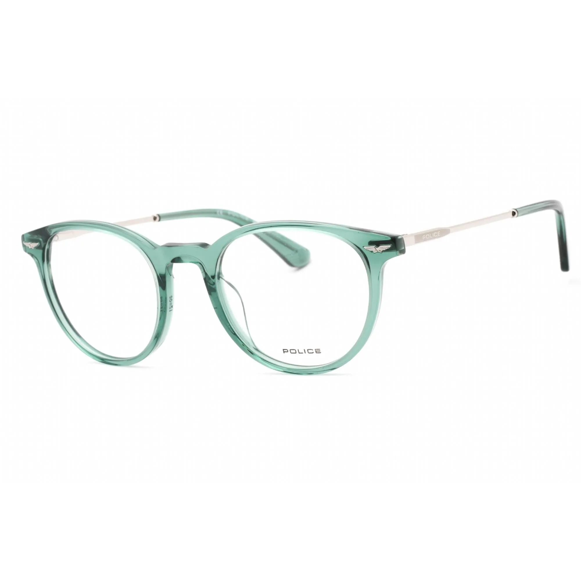Police Men's Eyeglasses - Shiny Transparent Green Acetate/Metal Frame | VPLD93M 02GN