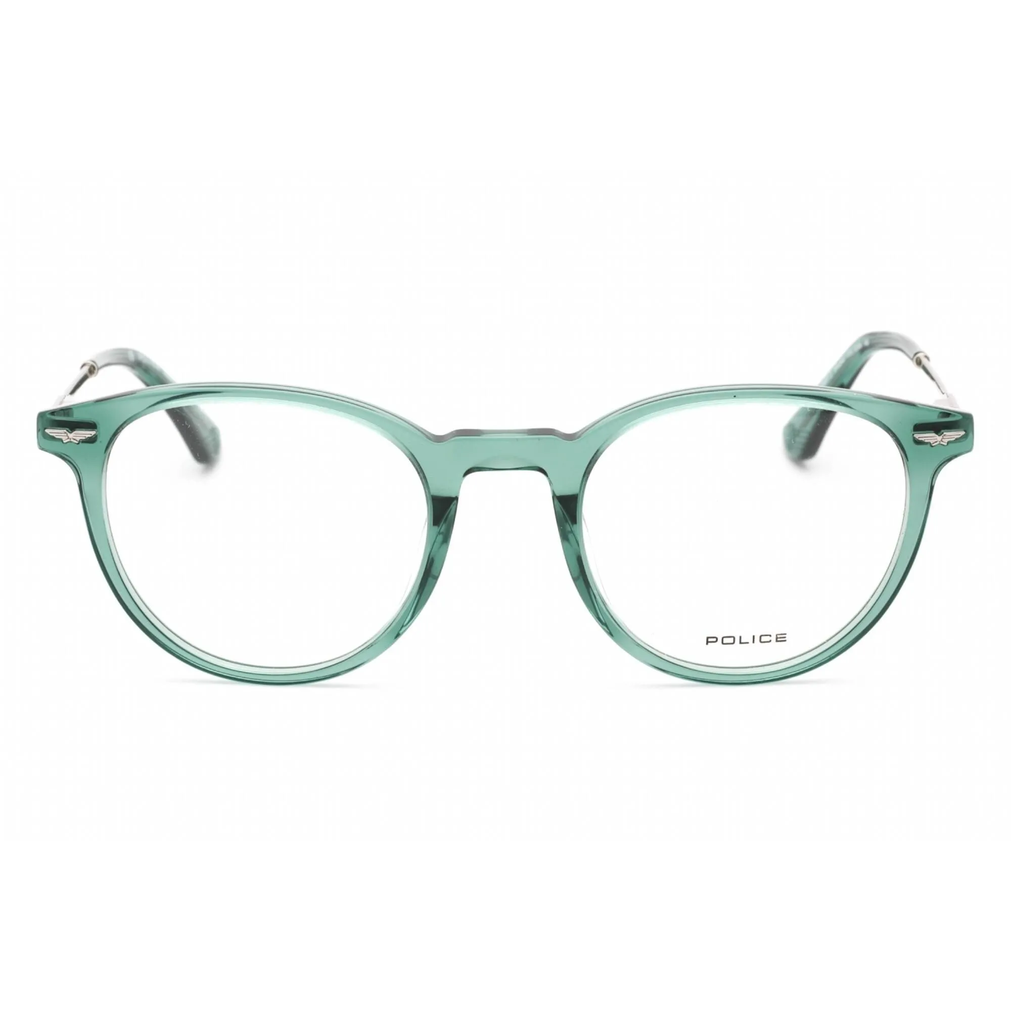 Police Men's Eyeglasses - Shiny Transparent Green Acetate/Metal Frame | VPLD93M 02GN