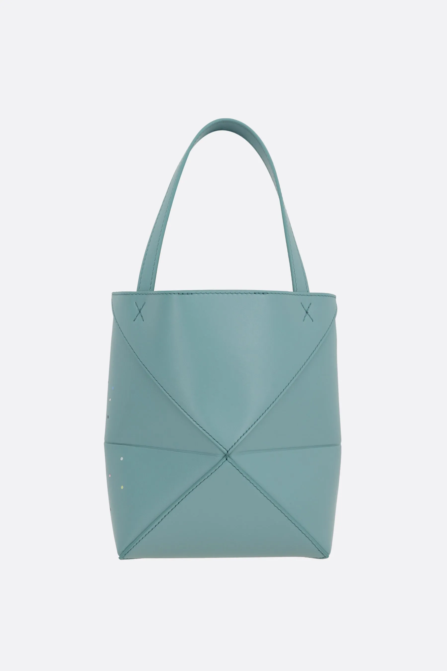 Puzzle Fold mini tote bag in shiny leather