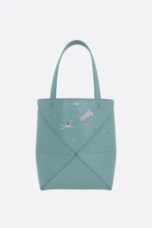 Puzzle Fold mini tote bag in shiny leather