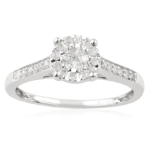 "1 CARAT LOOK" Diamond Ring 0.15 Carat with Brilliant Cut Diamonds in Sterling Silver