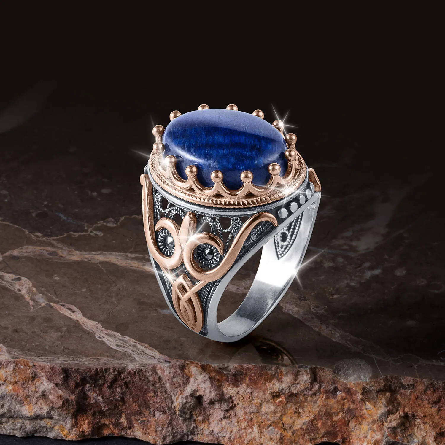 Regalia Blue Tiger's Eye Men's Ring
