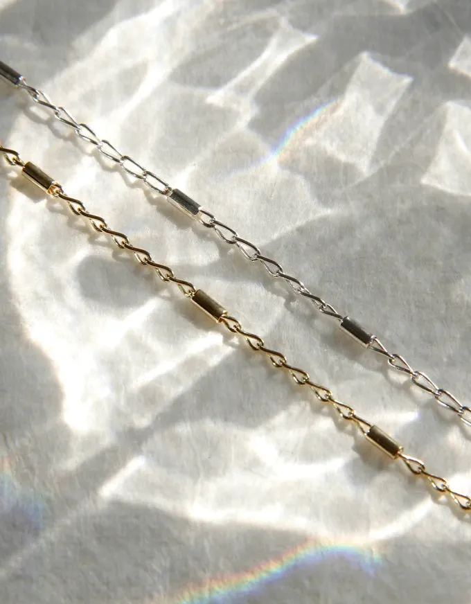 Rod & Link Silver Necklace 60cm