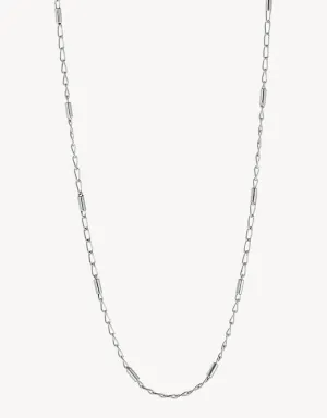 Rod & Link Silver Necklace 60cm