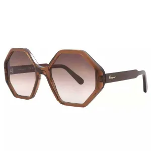 Salvatore Ferragamo Women's Sunglasses - Brown Acetate Geometric Frame | SF1070S 210