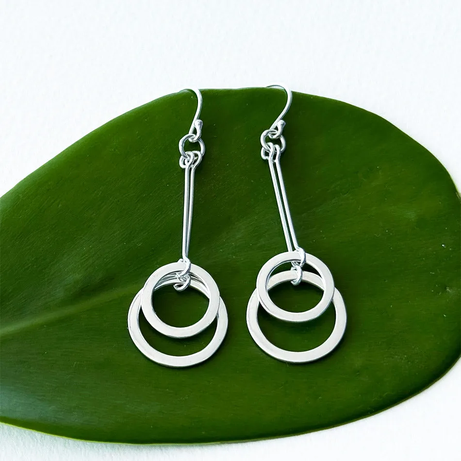 Shimmering Circles Earrings - Sterling Silver, Indonesia
