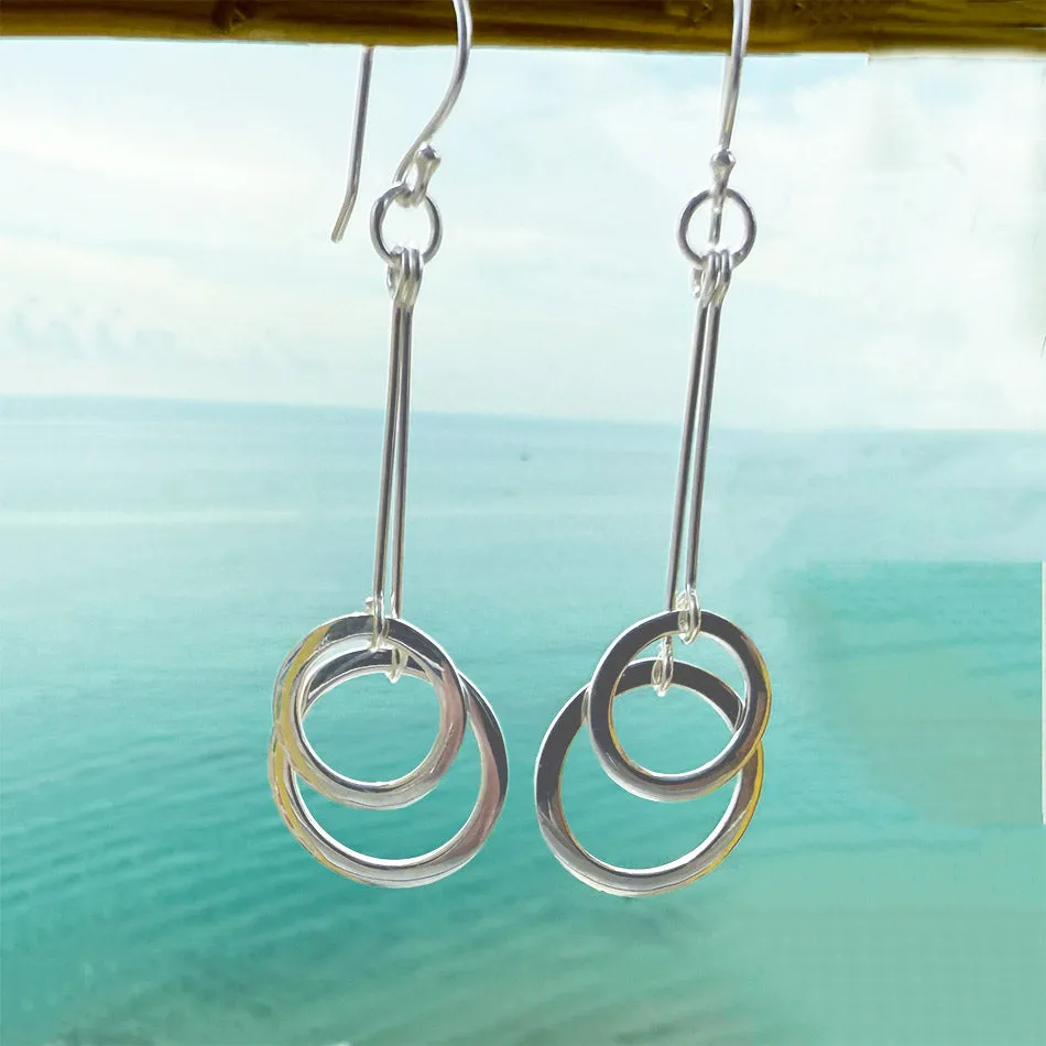 Shimmering Circles Earrings - Sterling Silver, Indonesia