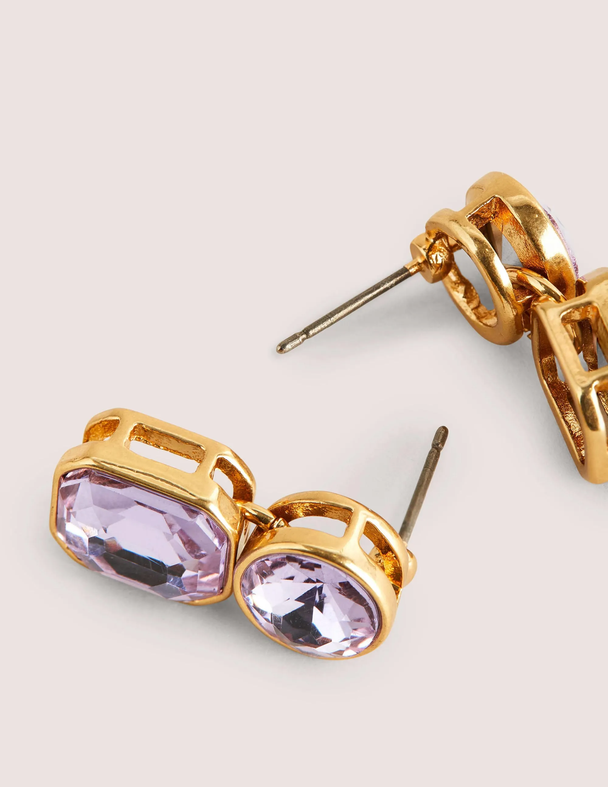 Short Jewel Drop Earrings-Purple