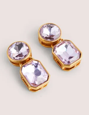 Short Jewel Drop Earrings-Purple