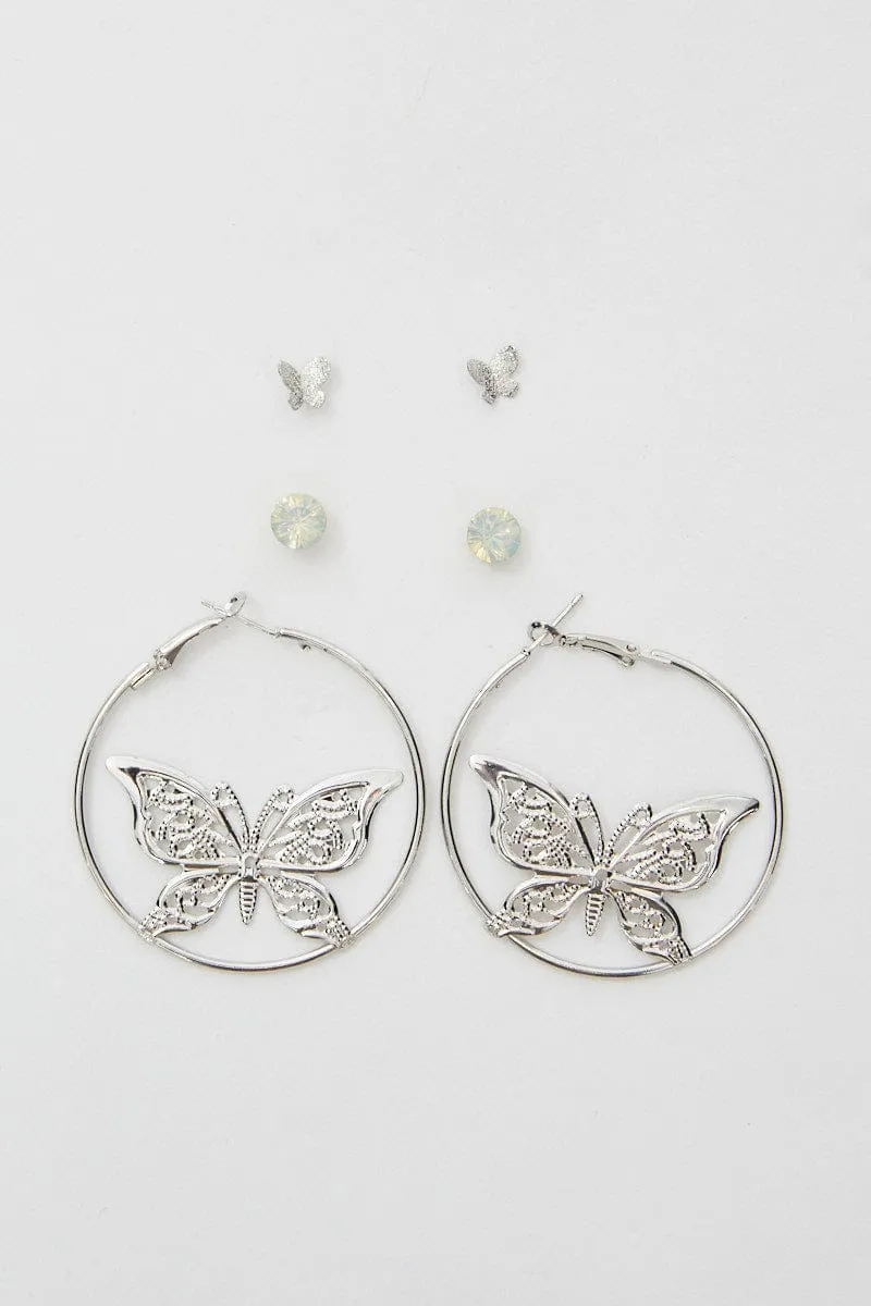 Silver 3 Pack Earrings