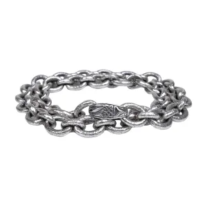 Silver Heavy Hammered Oval and Small Link Chain
