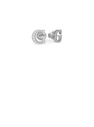 Silver Party Pave Logo Stud Earrings