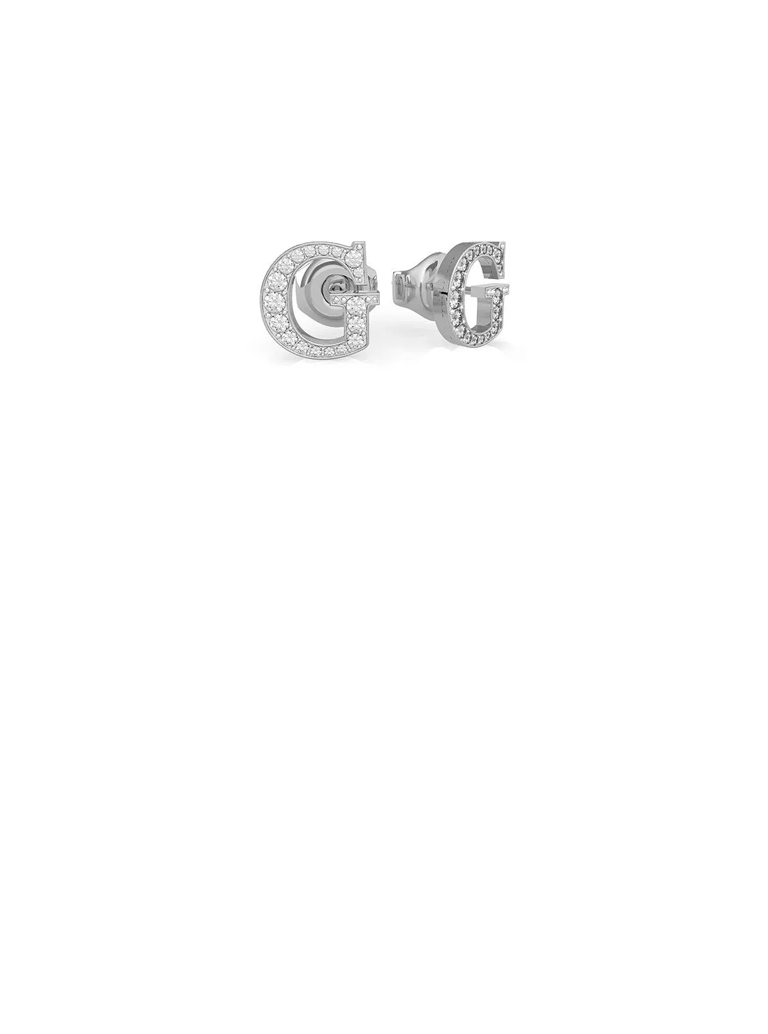 Silver Party Pave Logo Stud Earrings