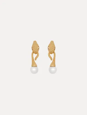 Snake Pearl Drop Earrings