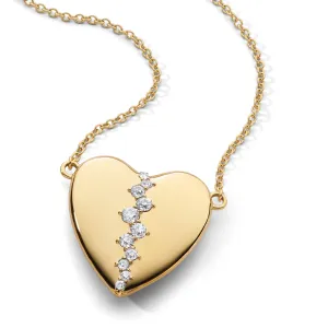 Special Edition Slim Heart Necklace with Scattered Vintage Diamonds