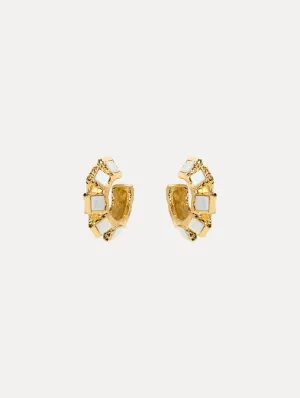Square Stone Hoop Earrings