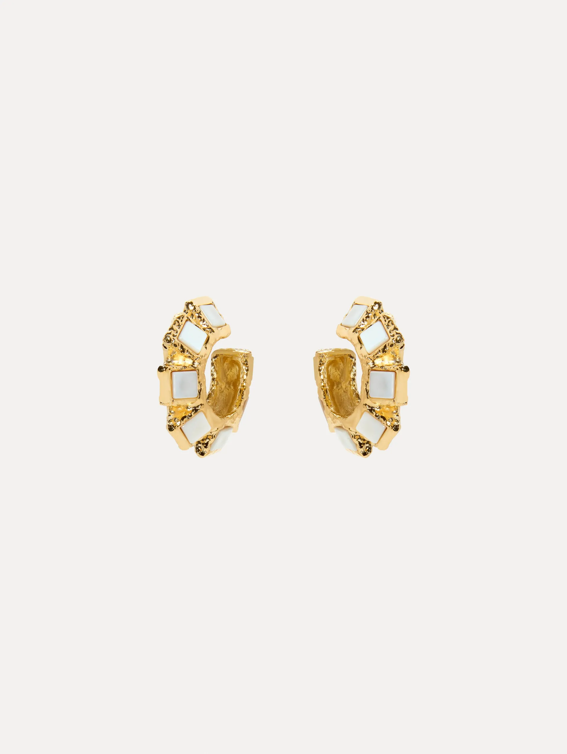 Square Stone Hoop Earrings