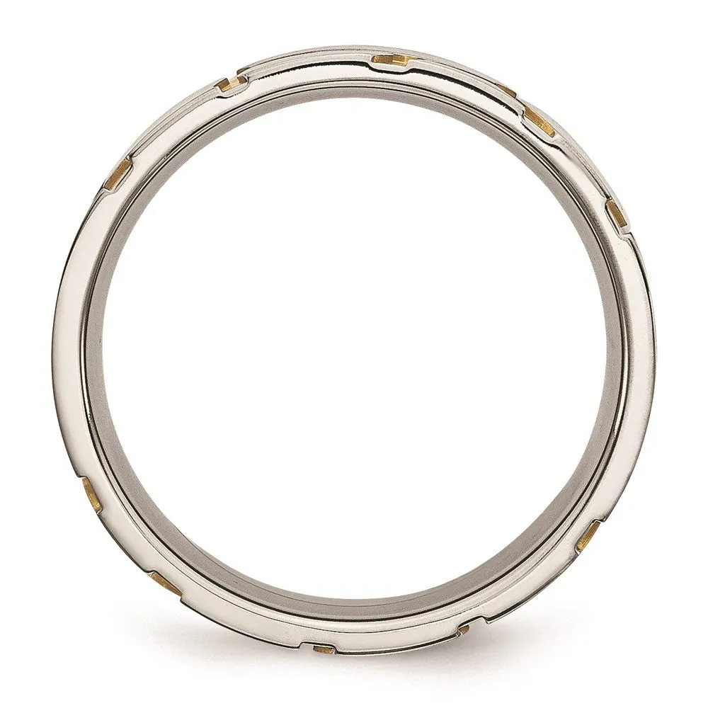 Stainless Steel Grooved Yellow IP-plated Ladies 6mm Brushed Band | SR57