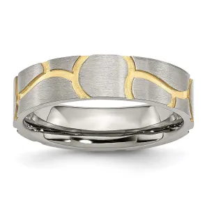 Stainless Steel Grooved Yellow IP-plated Ladies 6mm Brushed Band | SR57