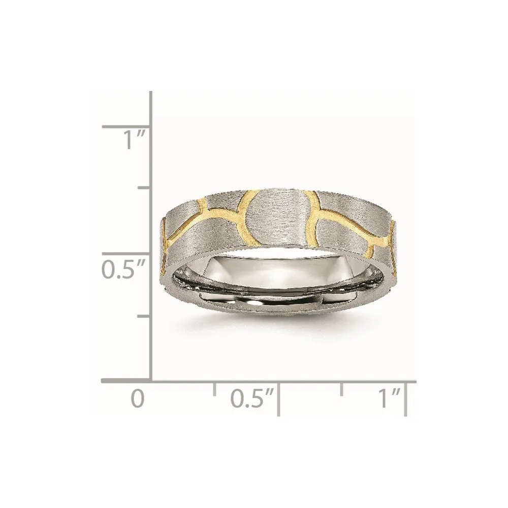 Stainless Steel Grooved Yellow IP-plated Ladies 6mm Brushed Band | SR57