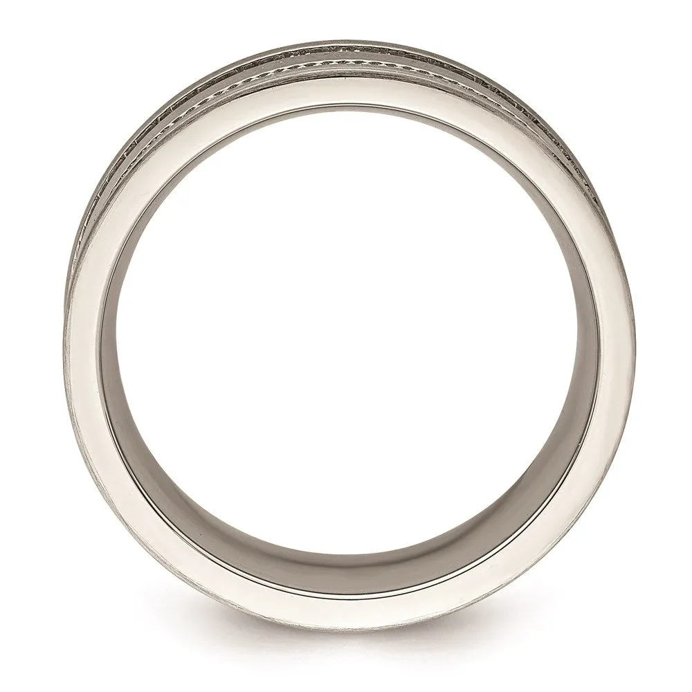 Stainless Steel Polished and Beaded 7mm Band | SR673
