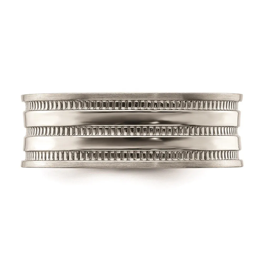 Stainless Steel Polished and Beaded 7mm Band | SR673
