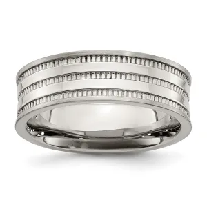 Stainless Steel Polished and Beaded 7mm Band | SR673