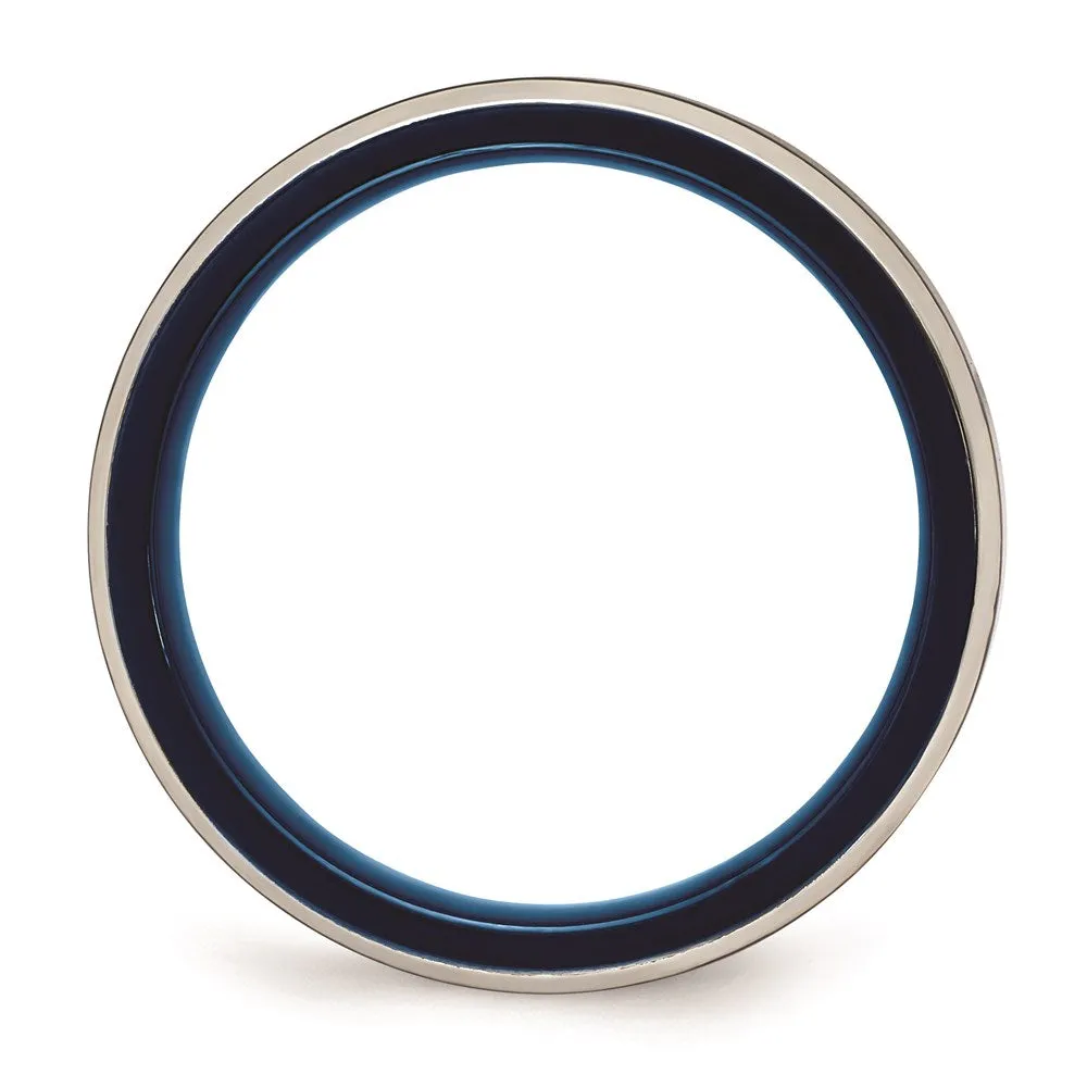 Stainless Steel Polished Blue IP-plated 5.00mm Band