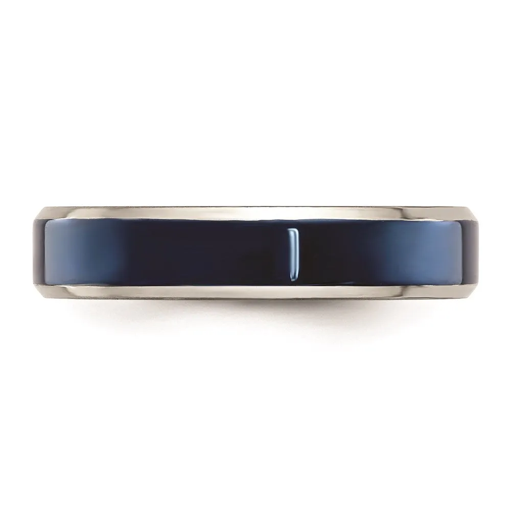 Stainless Steel Polished Blue IP-plated 5.00mm Band