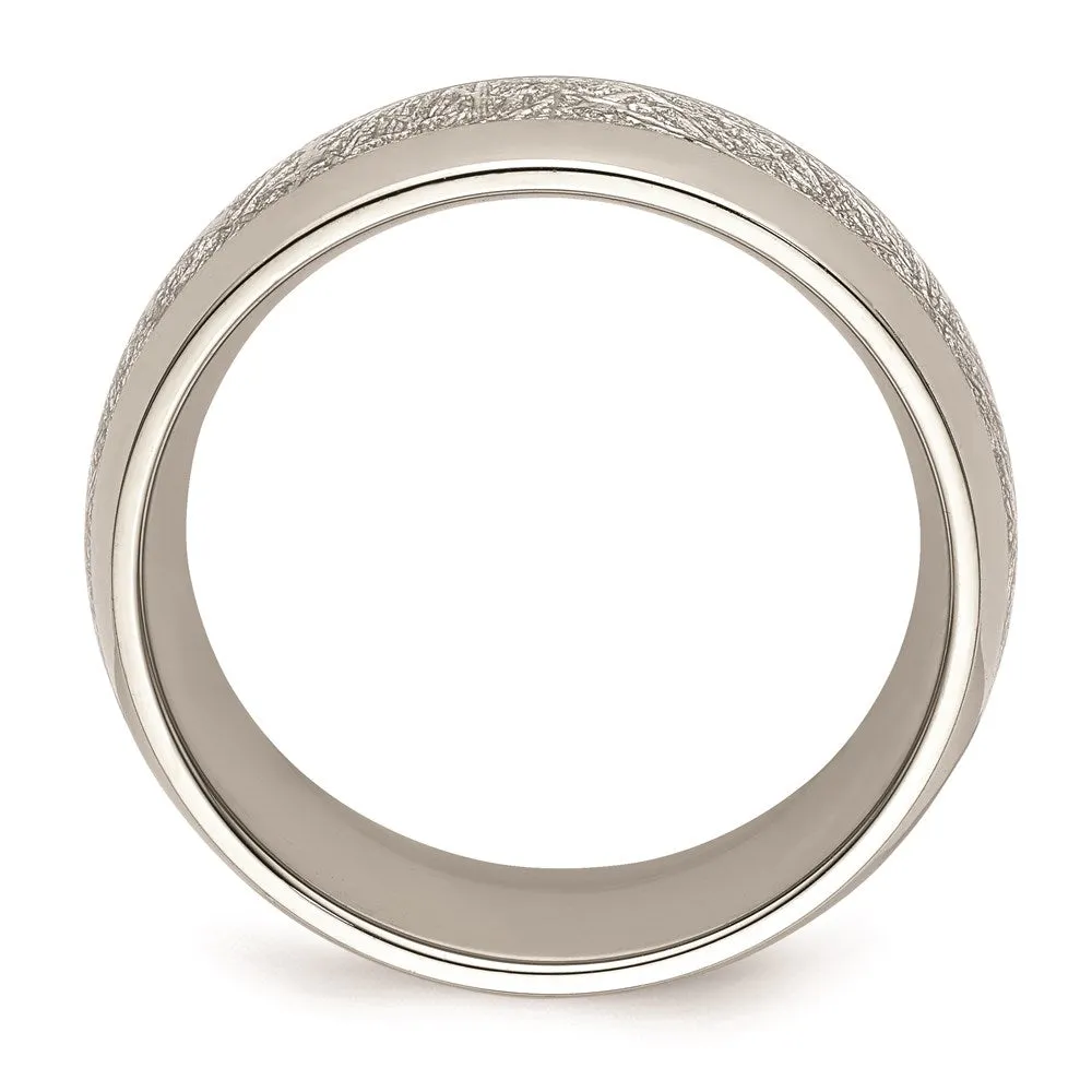 Stainless Steel Polished Glitter Paper Inlay Center 8mm Band | SR677