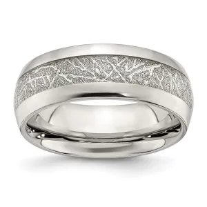 Stainless Steel Polished Glitter Paper Inlay Center 8mm Band | SR677