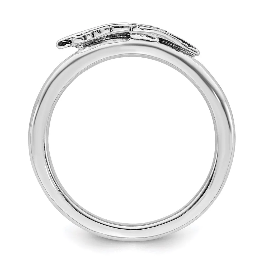 Sterling Silver Stackable Expressions Antiqued Feather Ring | QSK1939