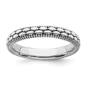 Sterling Silver Stackable Expressions Antiqued Patterned Ring | QSK1569