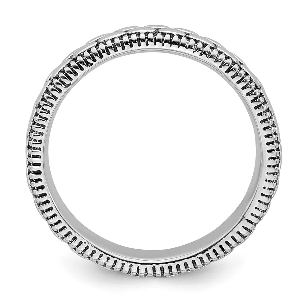 Sterling Silver Stackable Expressions Antiqued Patterned Ring | QSK1569