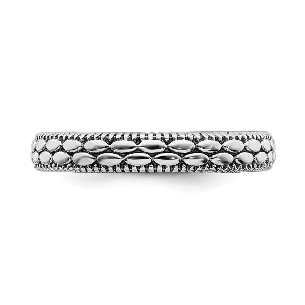Sterling Silver Stackable Expressions Antiqued Patterned Ring | QSK1569