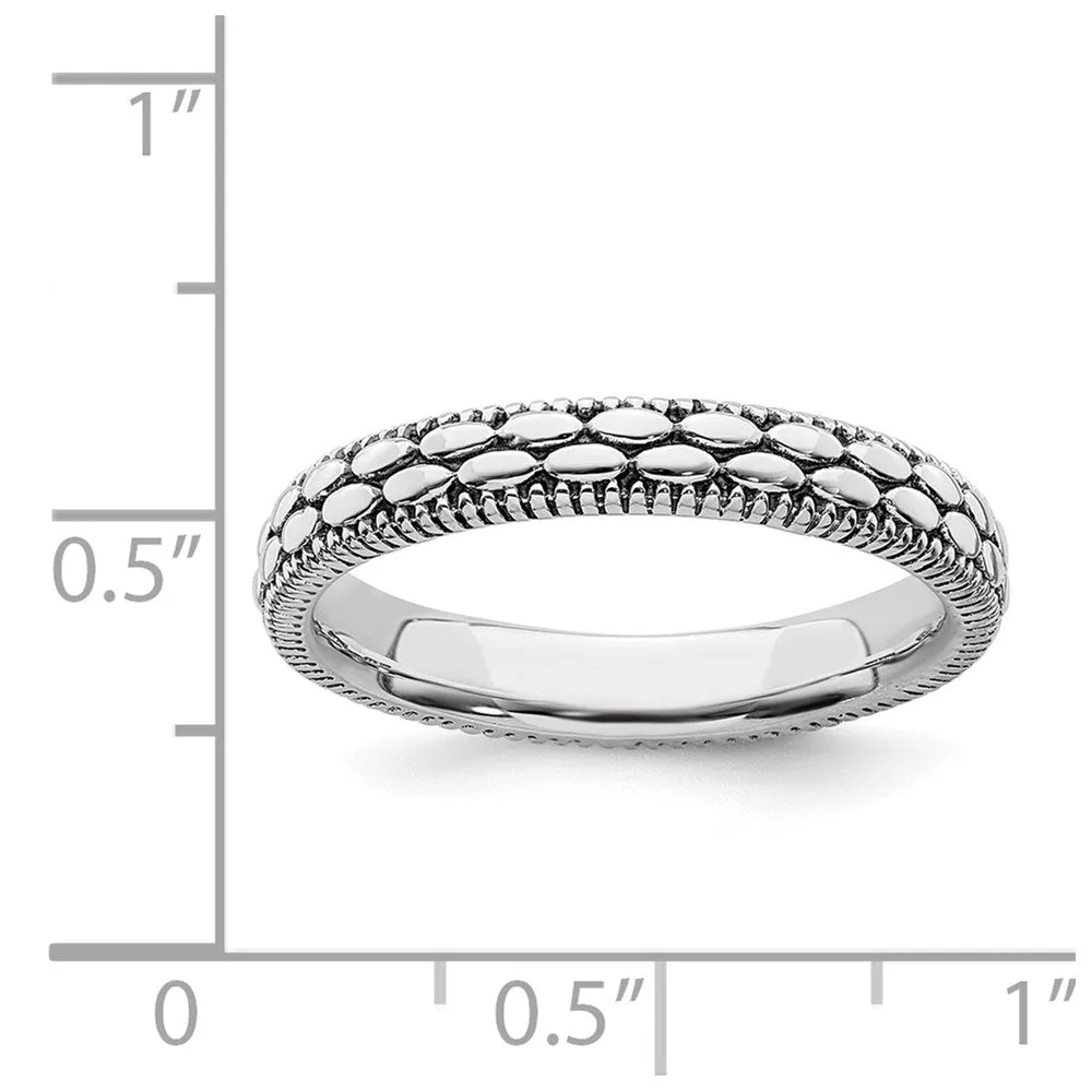Sterling Silver Stackable Expressions Antiqued Patterned Ring | QSK1569