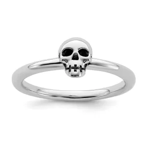 Sterling Silver Stackable Expressions Antiqued Skull Ring | QSK1940