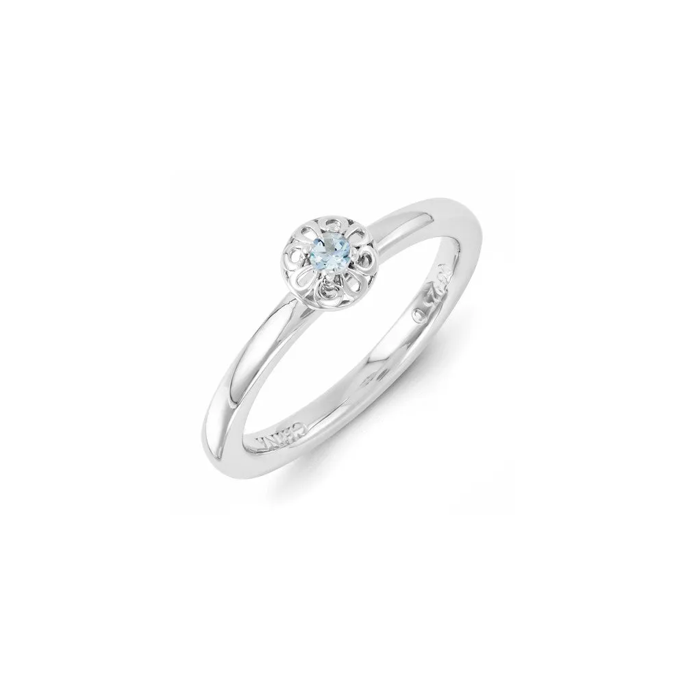 Sterling Silver Stackable Expressions Aquamarine Ring | QSK1324