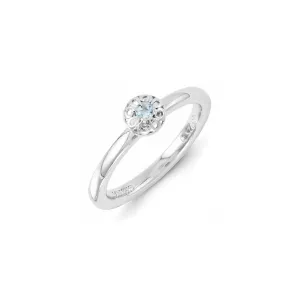 Sterling Silver Stackable Expressions Aquamarine Ring | QSK1324